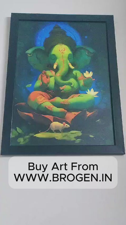 Ganpati Photo Frame for Wall | Ganesh Ji Frame Photo | Ganesh Painting with Frame | 300 GSM Glossy Finish | Perfect Gift for Ganesh Devotees
