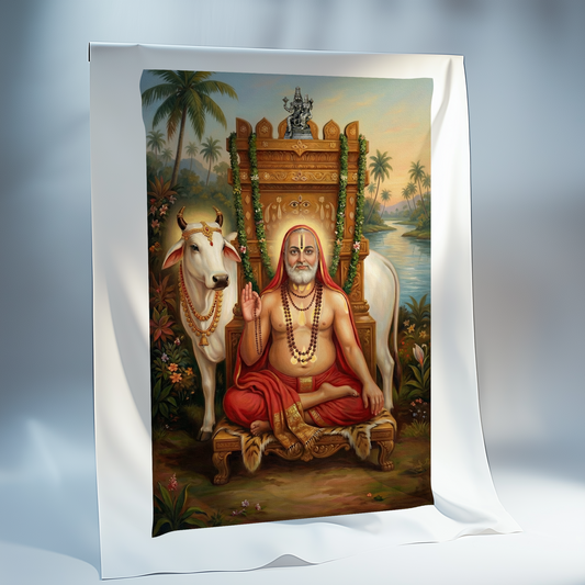 Guru Raghavendra Swamy Canvas Print Roll (Unframed) – Mantralayam Saint Wall Art for Home Temple & Spiritual Décor