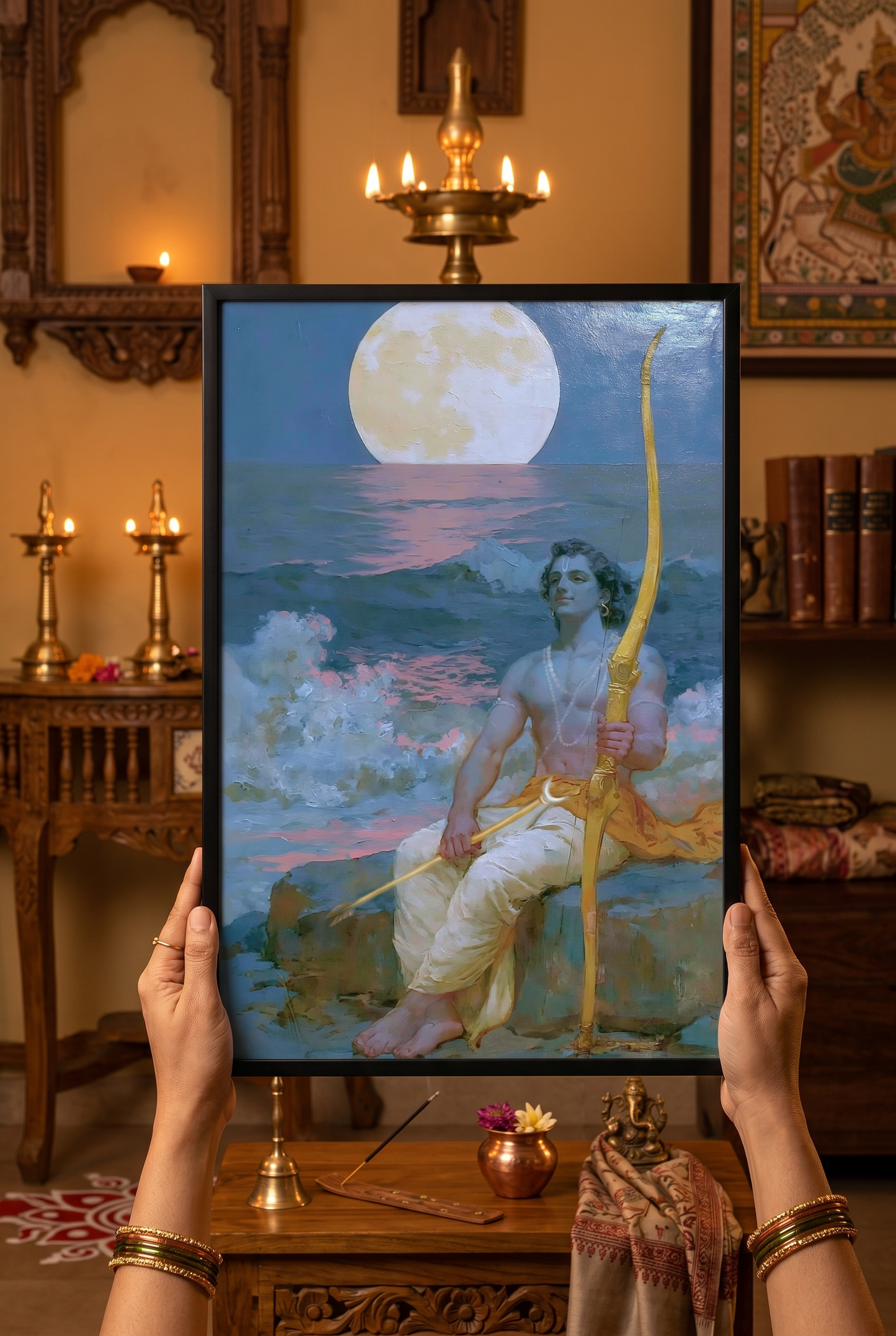 Sri Rama Chandra Photo Frame | Premium Hindu Spiritual Wall Art for Home & Temple Décor