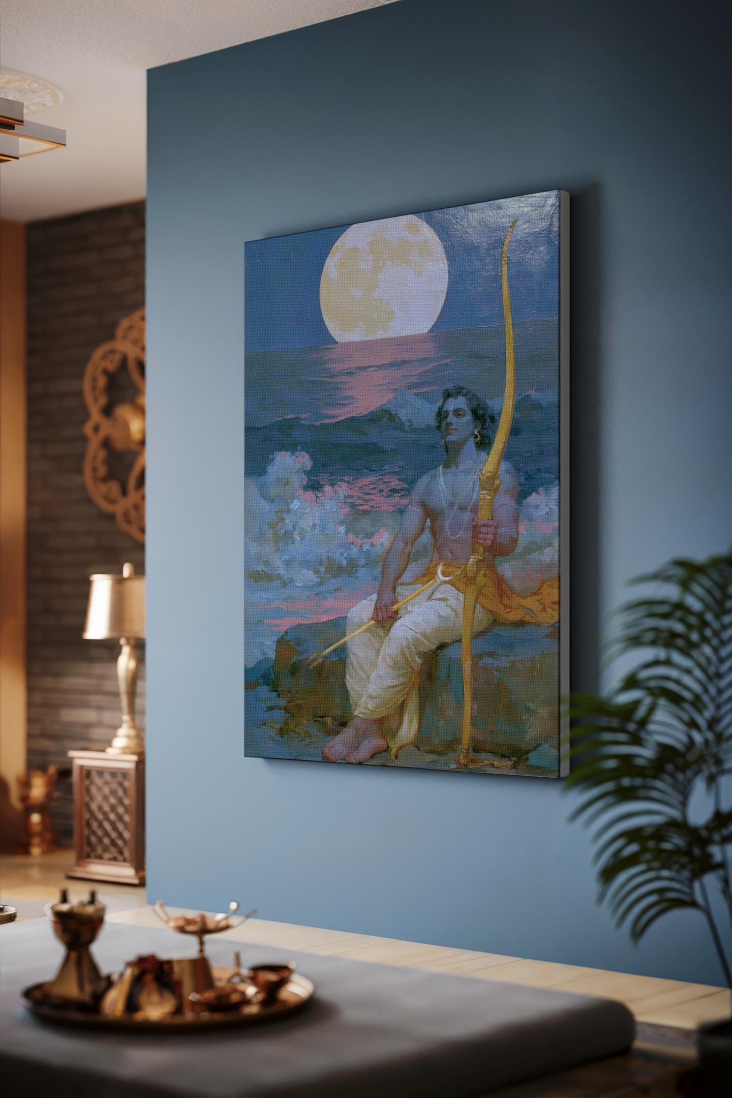 Sri Rama Chandra Canvas Frame | Premium Hindu Spiritual Wall Art for Home & Temple Décor