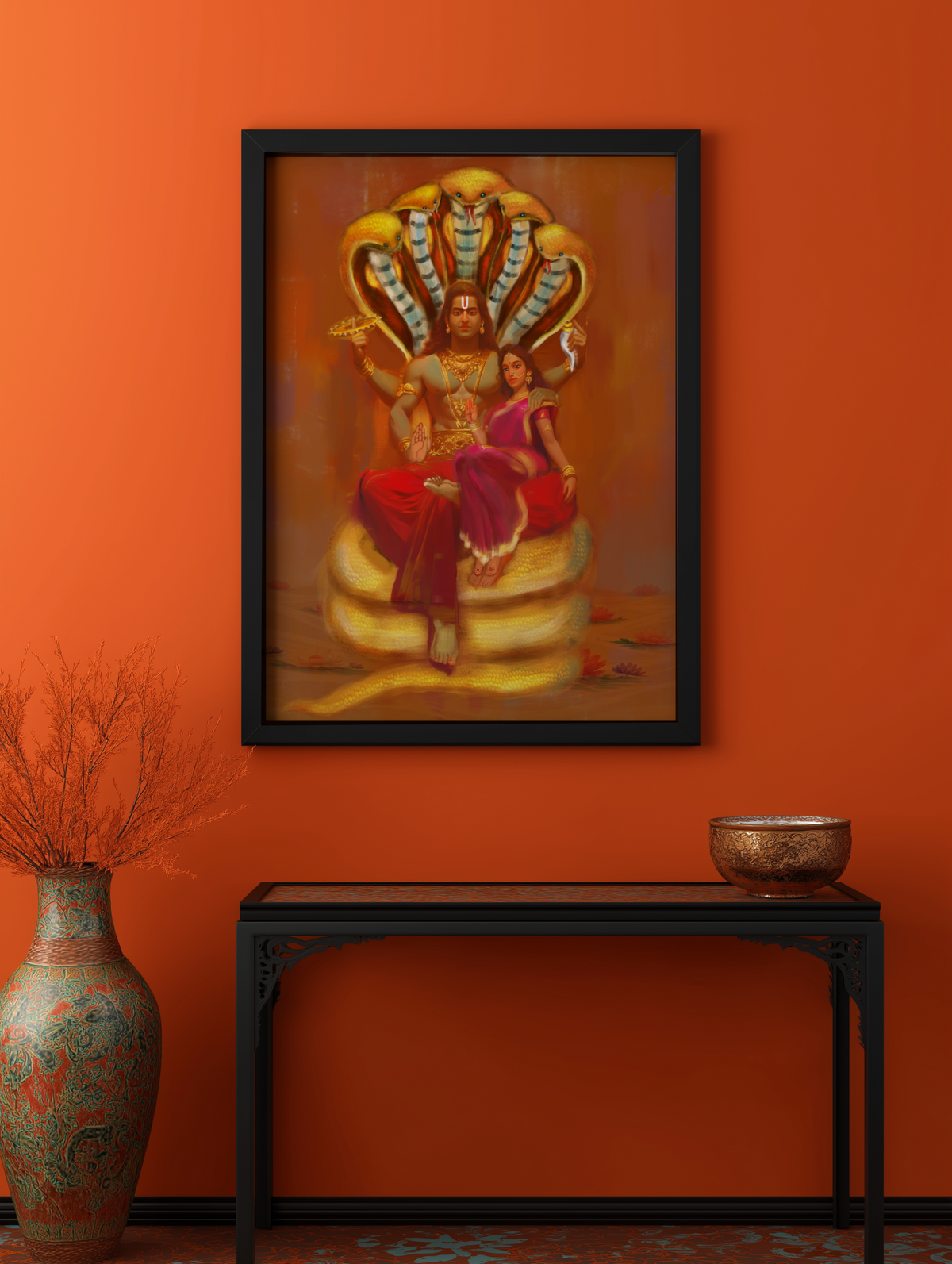 Lakshmi Narayan Photo Frame | Vishnu Lakshmi Wall Art | 300 GSM Glossy ...
