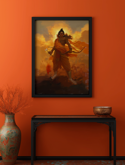 Sri Rama Photo Frame | Shri Ram Wall Art for Home Temple | 300 GSM Glossy Laminated Artboard | Vastu Positive Spiritual Gift