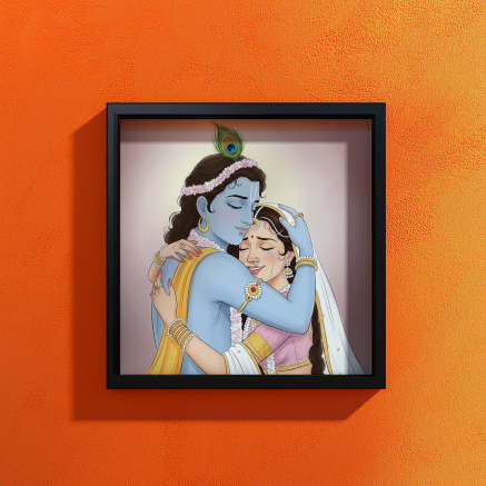 Radha Krishna Photo Frame – Divine Love Wall Art for Spiritual & Vastu Decor | Glossy Laminated Hindu God Poster (No Glass Protection)
