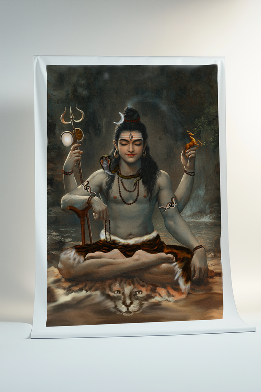 Lord Shiva Canvas Print Roll (Unframed) – Mahadeva Wall Art for Home Temple, Meditation Room & Spiritual Décor