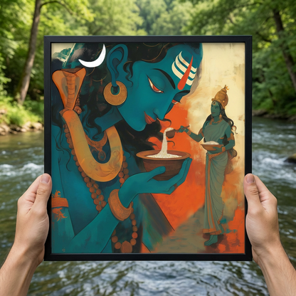 Annapurna Devi and Lord Shiva Photo Frame | Annapurna Devi Giving Alms to Lord Shiva | Perfect Gift for Devotees