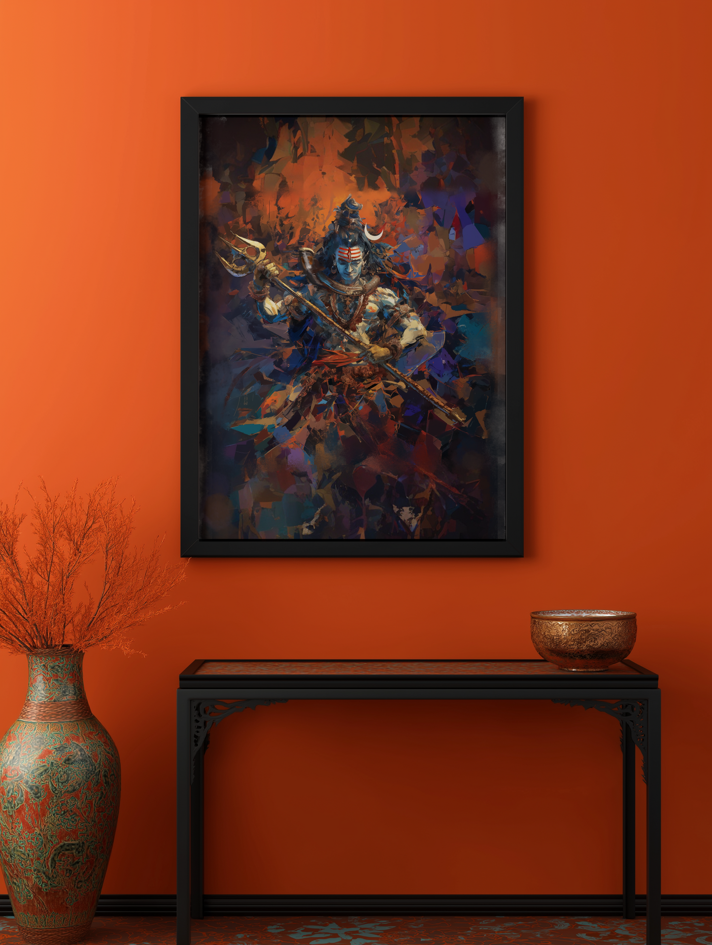 Lord Shiva Abstract Art Photo Frame | Modern Mahadeva Wall Decor | 300 GSM Glossy Laminated Artboard | Vastu Energy & Spiritual Gift
