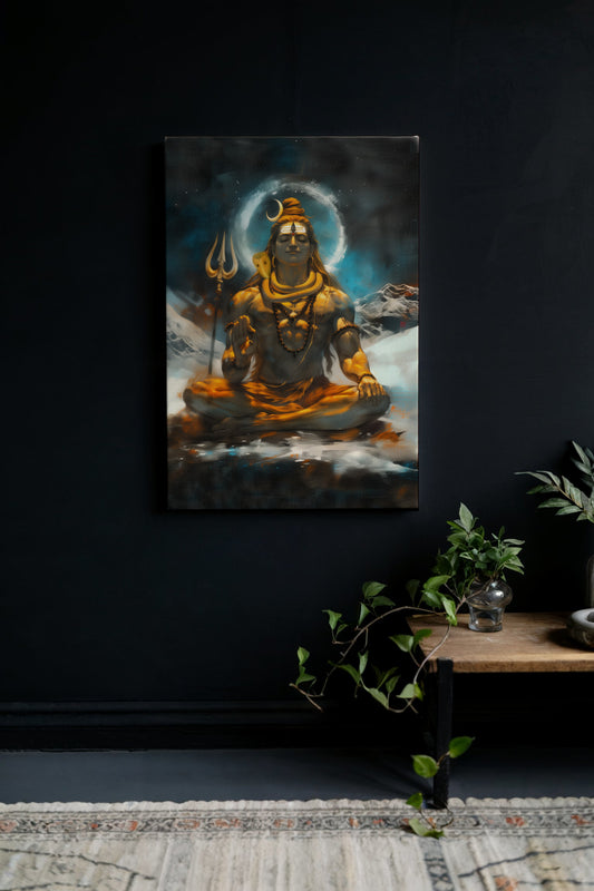 Lord Shiva Digital Painting on Canvas – Mystical & Spiritual Wall Art for Meditation & Vastu Decor