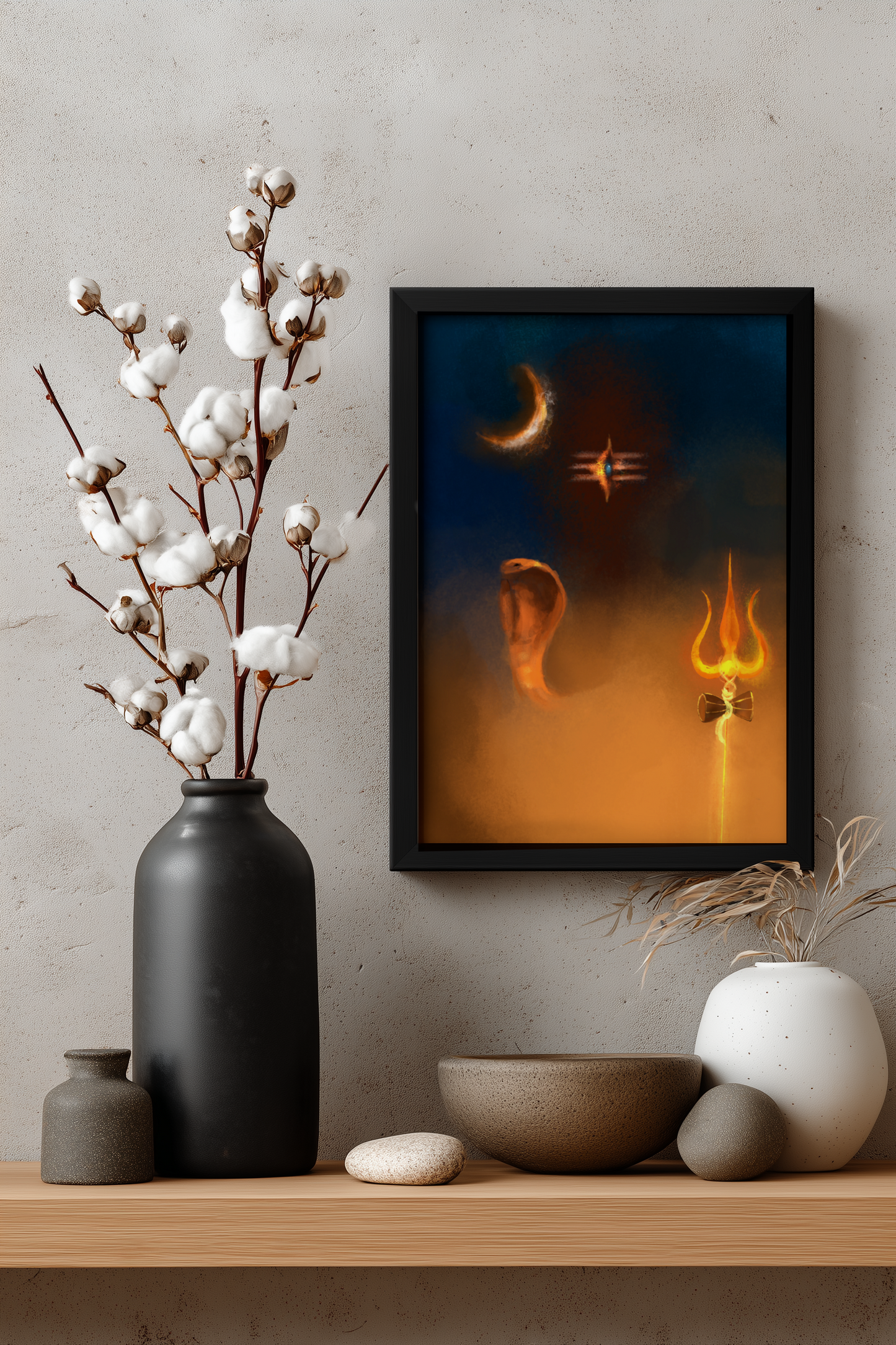 Minimalist Abstract Lord Shiva Photo Frame | Modern Mahadev Spiritual Wall Art | Contemporary Hindu Devotional Home Décor