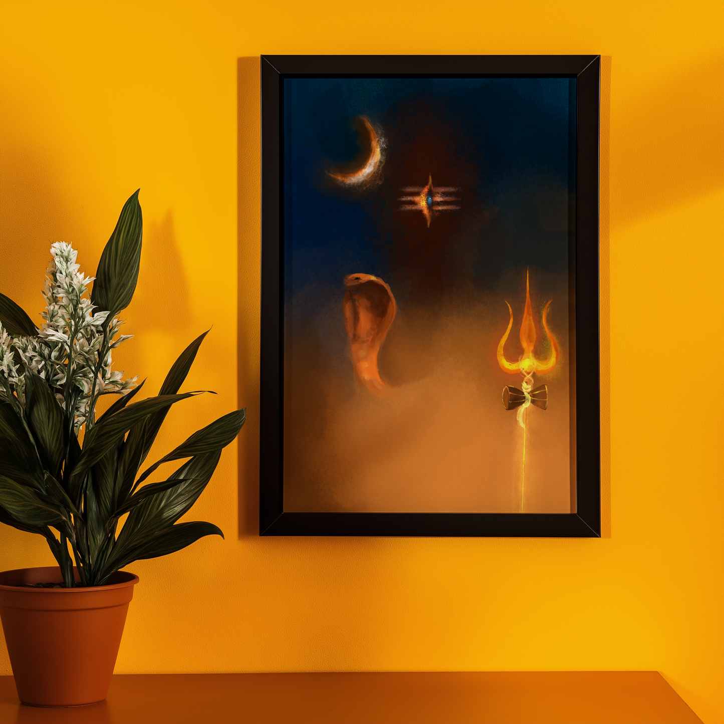 Minimalist Abstract Lord Shiva Photo Frame | Modern Mahadev Spiritual Wall Art | Contemporary Hindu Devotional Home Décor