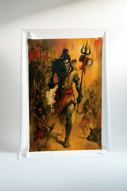 Lord Shiva with Ganas Canvas Print Roll (Unframed) | Premium Hindu Spiritual Wall Art Canvas