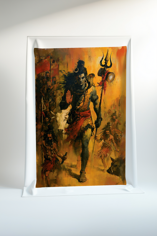 Lord Shiva with Ganas Canvas Print Roll (Unframed) | Premium Hindu Spiritual Wall Art Canvas