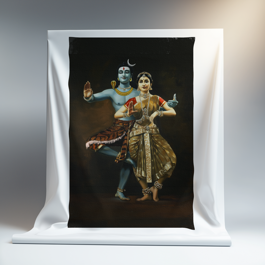 Shiva Parvathi Canvas Print Roll (Unframed) – Divine Couple Wall Art for Home Temple, Marriage Blessings & Spiritual Décor