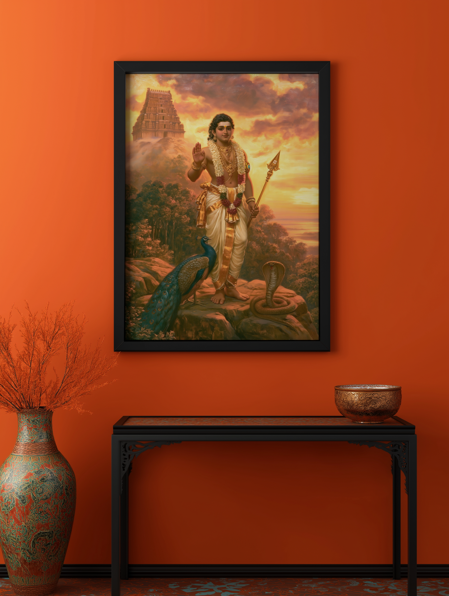 Lord Subramanya Swamy Photo Frame | Premium Hindu Spiritual Wall Art for Home Décor