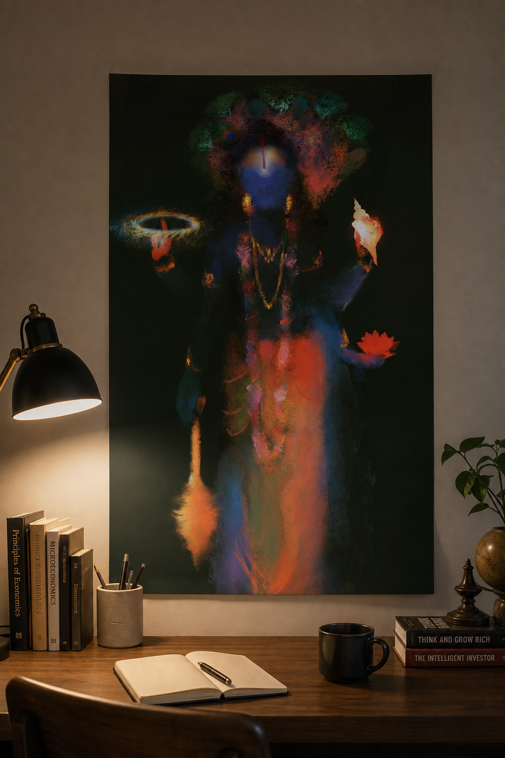 Abstract Sri Maha Vishnu Poster | Lord Vishnu Modern Spiritual Wall Art | Hindu Devotional Poster | Contemporary Vishnu Art Print