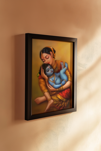 Yashoda Krishna Photo Frame – Divine Bond of Motherly Love | Spiritual Wall Art for Home & Pooja Room Decor